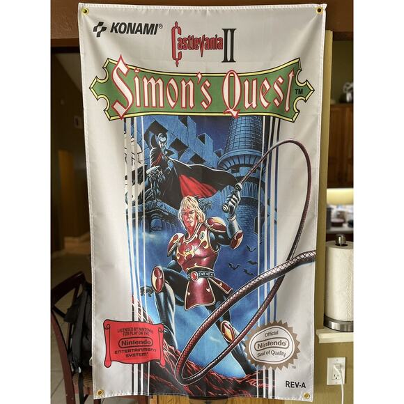 CASTLEVANIA II Simon's Quest 5' Nintendo NES Box art Flag Poster Konami Belmont